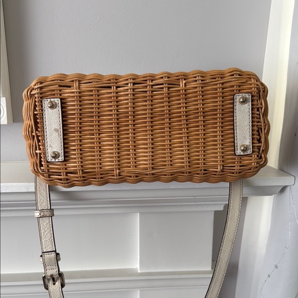 Kate Spade Tan and Cream Satchel with Woven Wicker Design - Picture 12 of 17